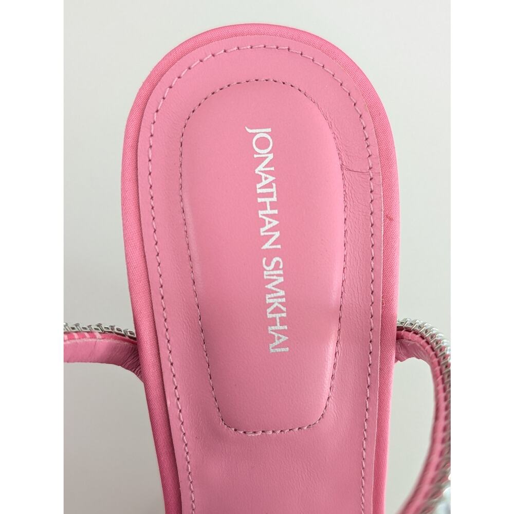 Jonathan Simkhai Luxon Crystal Harness Sandals 8.5 39 Pink Leather Party Heel - Picture 7 of 11